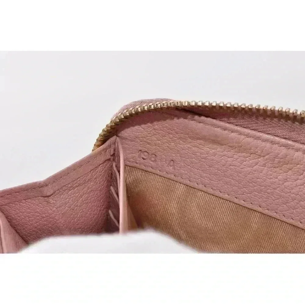MIU MIU Ribbon Long Wallet Leather Pink Gold Zip Women Used Auth w/Card 8C11191 - Picture 12 of 15